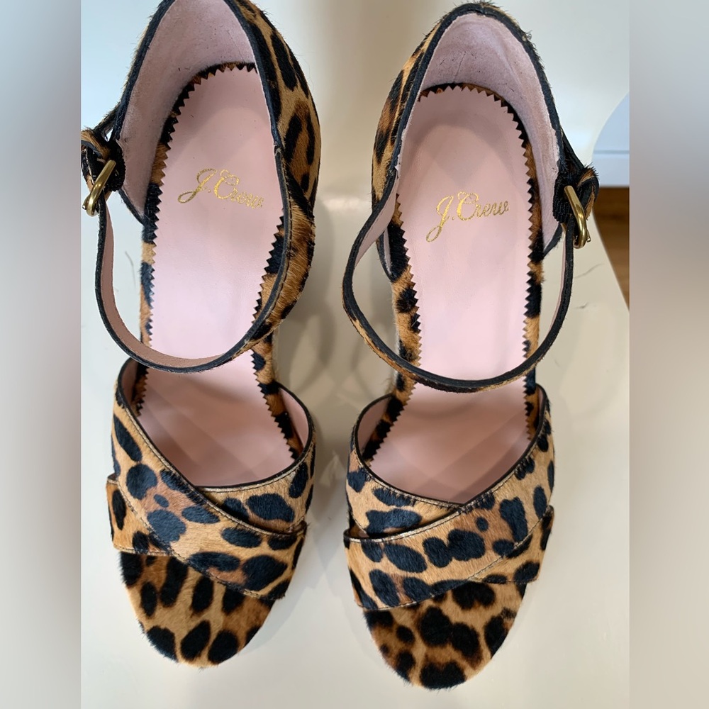J.Crew Jute leopard print wedges